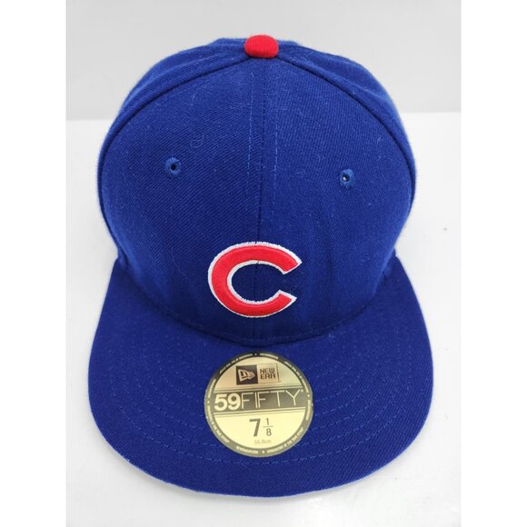 Chicago Cubs Fitted Hat Blue New Era 59Fifty Size 7 1/8 MLB Authentic Collection - Picture 1 of 10